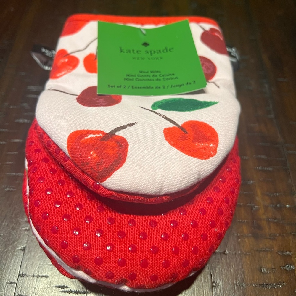 Kate Spade New York Cherries Red & Pink Mini Mitts Set of 2